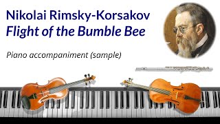 RimskyKorsakov Flight of the Bumble Bee  piano accompaniment backing track sampledemo [upl. by Raynah]