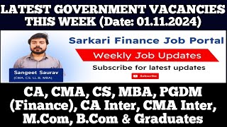 Latest Govt PSU Jobs Update 011124  CA CMA CS MBA CA Inter CMA Inter MCom BCom Graduate [upl. by Oflodur]