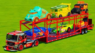 LOAD amp TRANSPORT ALL HOT WHEELS CARS WITH CAR HAULERS Farming Simulator 22 [upl. by Hance]