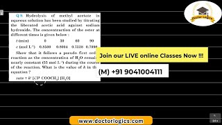 Hydrolysis of methyl acetate in aqueous solution has been studied by titrating liberated acetic [upl. by Turk736]