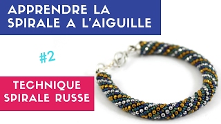 DIY ┋Technique SPIRALE RUSSE à LAIGUILLE  BRACELET de rocailles Miyuki et minihematites [upl. by Ynnol]