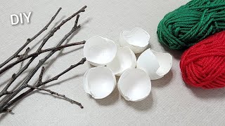 Tree branch eggshell yarn Youll be speechless this amazing idea DIY recycling craft idea [upl. by Fari]