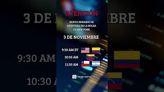 A partir de hoy 3 de Noviembre 🇺🇸 cambio huso horario BolsaDeNuevaYork Trading Inversiones [upl. by Piefer368]