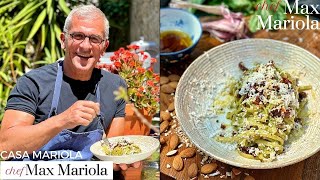 PASTA LINGUINE AL PESTO DI BASILICO POMODORI SECCHI e MANDORLE  Ricetta di Chef Max Mariola [upl. by Levitus]