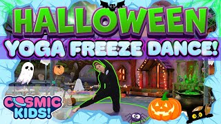 Halloween Yoga Freeze Dance Brain Break Freeze Dance  Cosmic Kids [upl. by Cown417]