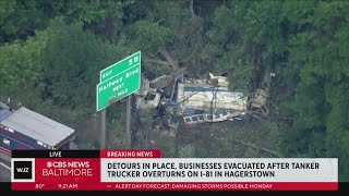 Tanker carrying ammonium nitrate overturns in Hagerstown businesses evacuated [upl. by Sulienroc]