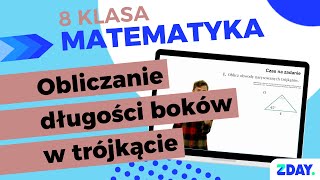 Obliczanie długości boków w trójkącie 90 45 45  Matematyka 8 klasa [upl. by Tuchman]