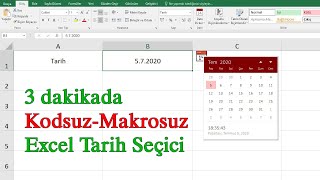 Excel Tarih Seçici Ekleme Kolay Yolu Kodsuz ve Makrosuz Çalışır [upl. by Dachy]