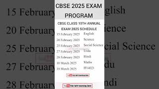 cbse class 10 board exam 2025 schedule released  cbse class10 boardexam2025 [upl. by Dagney]