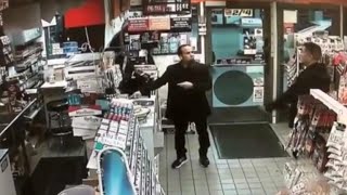 Offduty cop pulls gun on man buying candy at California convenience store [upl. by Shuma514]