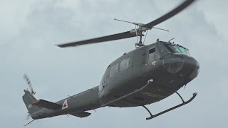 Bell UH1H Iroquois flying Display at RNAS Yeovilton Air Day 2015 GHUEY [upl. by Zap777]