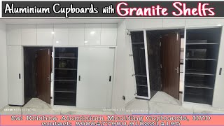 Aluminium Cupboards with Granite shelfs  2BHKHYD Premium qualityaluminium interiordesign [upl. by Sukramal71]