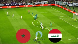 مباراة العراق والمغرب  أولمبياد باريس 2024  اهداف كاملة  تعليق عربي  PES Gameplay [upl. by Akcinat233]