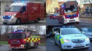 Two tone sirens Ambulances Fire Engines amp Police cars responding in Europe [upl. by Atiram]