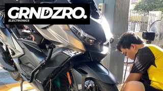 KYMCO XCITING 400 AUX LIGHT and HORN SETUP  GRNDZRO HARNESS KIT [upl. by Nilo]