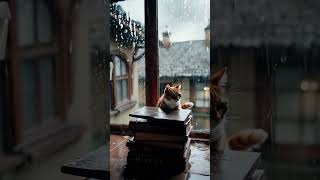 Rainfall Reflections with a Ginger Cat cat relaxing rain kittens raindrops kittycat [upl. by Eladal]