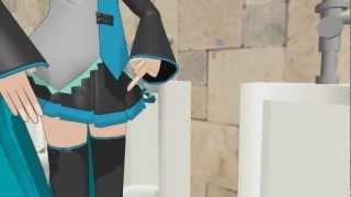 MMD  Miku vs Len in the bathroom [upl. by Neddie938]