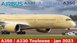 AIRBUS A350 amp A330 Compilation Jan 2023 at Toulouse Blagnac Airbus Factory [upl. by Derk]