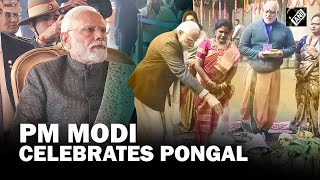 PM Modi attends Pongal celebrations at the residence of MoS L Murugan in Delhi [upl. by Hinda]