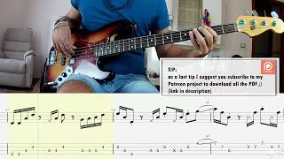 Eagles  Hotel California BASS ISOLATED BASS COVER  PLAY ALONG TAB  SCORE [upl. by Lemkul]