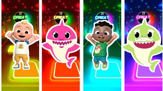 Cocomelon vs Baby Shark vs Cocomelon 2 vs Baby Shark 2  Tiles Hop Edm Rush [upl. by Esinev803]