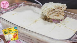 PAVÊ DE LEITE NINHO CREMOSO MAIS FÁCIL E RÁPIDO DO MUNDO  RECEITAS DA CRIS [upl. by Yelmene]