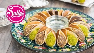 Atayef  gefüllte arabische Desserts mit Pistazien und Krokant  zwei Füllungen  Sallys Welt [upl. by Shelia]