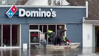 Emergency Team Rescues Men Trapped in Flooded Dominos [upl. by Furr83]