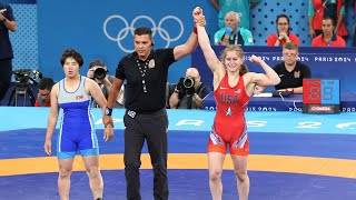 USAs Amit Elor gold winning wrestling vs Zhumanazarova in women Freestyle 68kg Paris Olympics 2024 [upl. by Infeld]