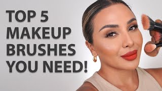 THE TOP 5 MAKEUP BRUSHES YOU NEED  NINA UBHI [upl. by Ody]