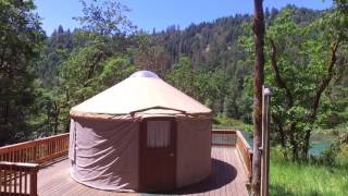 Aerial Tour of Yurt at Whistlers Bend Campground and Flying Over Umpqua River [upl. by Aible]