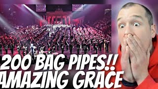 Amazing Grace w over 200 Bagpipes  FIRST EVER REACTION [upl. by Odnalro455]