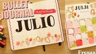 PLAN WITH ME  Bullet Journal julio 2023 Fresas 🍓🍓🍓🍓🍓 [upl. by Atnauqahs46]