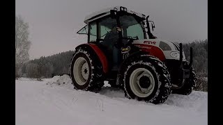 Schneeräumen mit Steyr Traktor und Planierschild First Time Snow Plowing with the Rear Blade [upl. by Annnora]