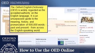 How to Use the Oxford English Dictionary Online  Oxford Academic [upl. by Eseilana]