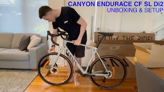 Canyon Endurace CF SL 8 Di2 Road Bike  Unboxing amp Setup [upl. by Allertse]