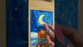 How to paint the Winter Moon  冬天的月亮  easy draw  tutorial  beginner artpaintingdrawing [upl. by Arias585]