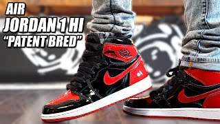 WATCH BEFORE YOU BUY  Air Jordan 1 Hi quot Patent Leather Bred quot Review and On Foot in 4K [upl. by Aztiram125]