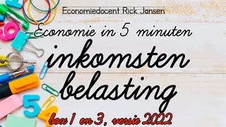 Economie in 5 minuten Inkomstenbelasting 2022 berekenen van Box 1 en Box 3 EXAMENTRAINING [upl. by Aieka]