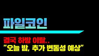 결국 하방 이탈 파일코인 quot오늘 밤 추가 변동성 예상quot 파일코인 파일코인전망 파일코인호재 [upl. by Kernan]