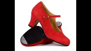 Zapato de baile flamenco semiprofesional en ante rojo REF 10986 [upl. by Caravette]