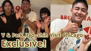 BTS V amp Park Hyoshin Surprise Visit at Chicago Musical [upl. by Wilfrid]