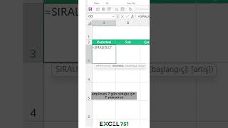 Excelde Tek Formülle Takvim Oluşturma SIRALI Fonksiyonu  EXCEL 751 excel751 [upl. by Ahtivak213]