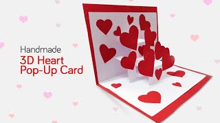 Easy DIY 3D Heart Pop up Card ❤ Handmade Valentine’s Day Gift Idea [upl. by Haelat]