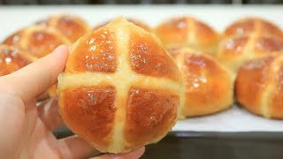 十字面包Hot Cross Buns Recipe复活节食谱 Easter Recipe 蓬松拉丝葡萄干香料面包Raisin Spice Bread Fluffy Stringpull [upl. by Joshua]