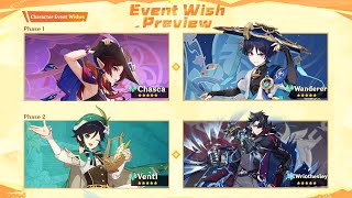 UPDATED VERSION 52 BANNERS PHASE I amp II VENTI WANDERER AND WRIOTHESLEY  Genshin Impact [upl. by Palua169]