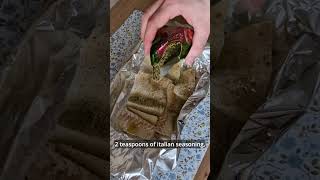 Deliciously funny baked codfish in foil recipe comedycooking mouthsounds shorts [upl. by Omlesna]