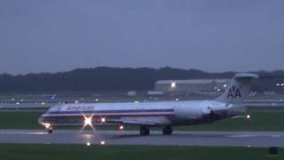 American Airlines MD83 N954U LOUD Takeoff KDTW [upl. by Ahsitniuq662]