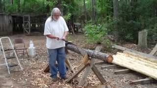 How to use a Drawknife to Debark a pine log [upl. by Blumenfeld]