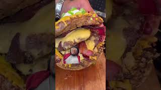 Double bacon cheeseburger with a loaded potato bun 😋😋😋 foodies shorts [upl. by Lamond]